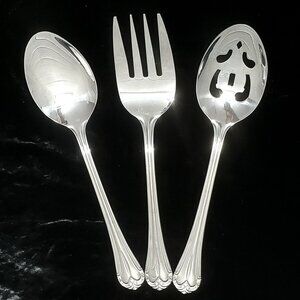 Hampton Silversmiths Katrinka Serving Set Spoons Pierced Spoon Fork Stainless